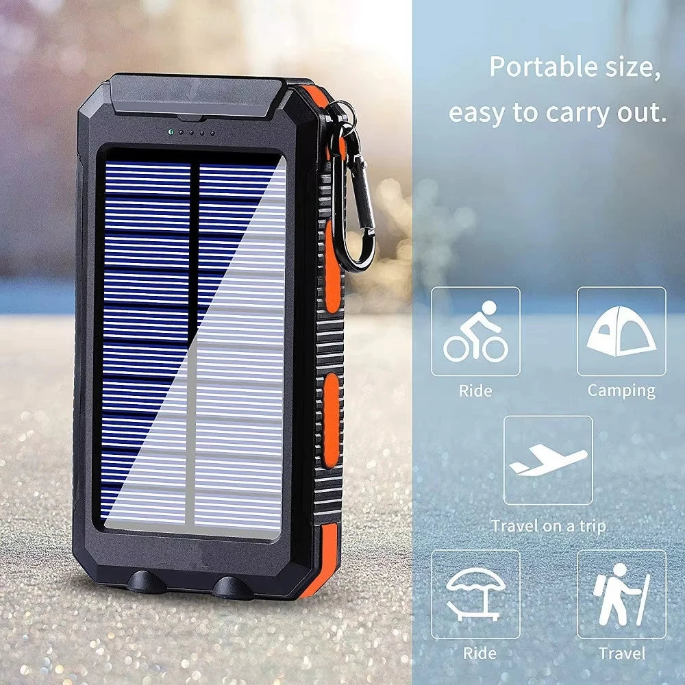 Banco de Energía Solar 20.000 mAh Batería Externa Portátil